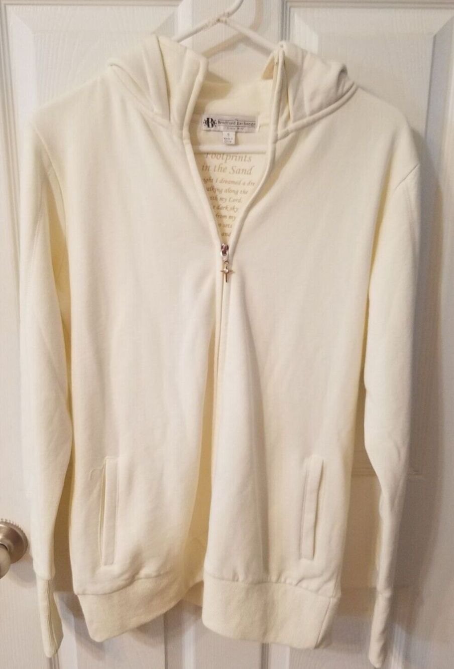 The Bradford Exchange Footprints in the Sand Womens Full Zip Hoodie Sz S New